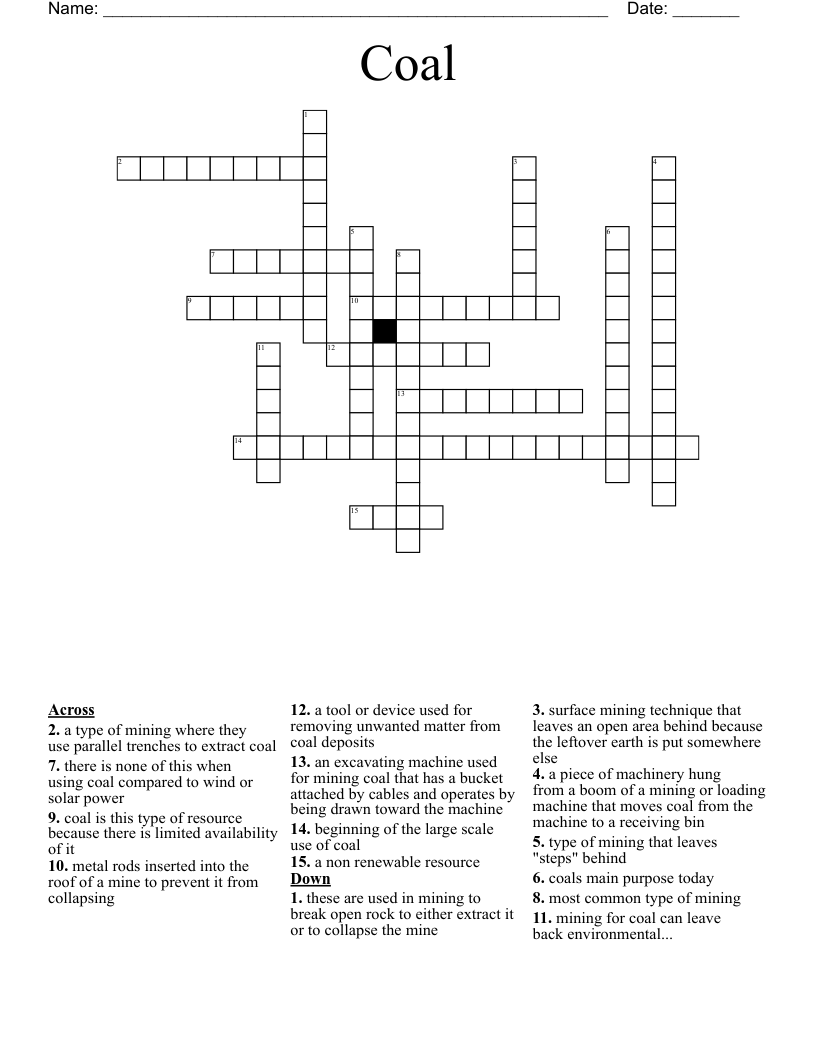 Coal Crossword WordMint