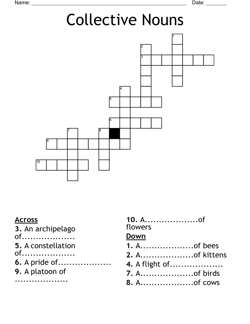 Collective Nouns Crossword WordMint Collective Nouns Crossword WordMint