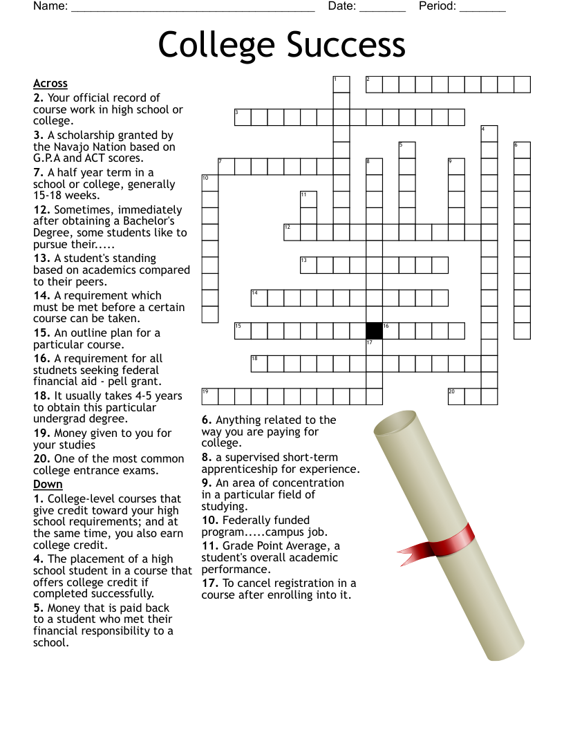 College Application Terms 2 Crossword WordMint