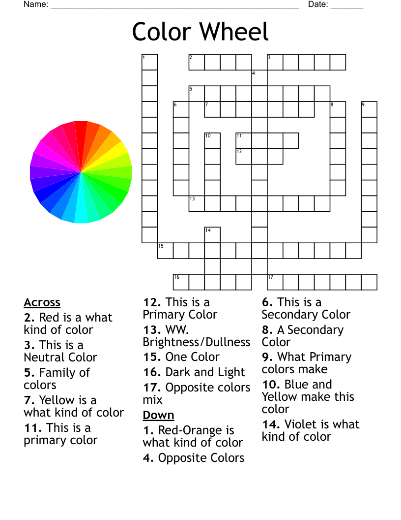 Color Wheel Crossword WordMint