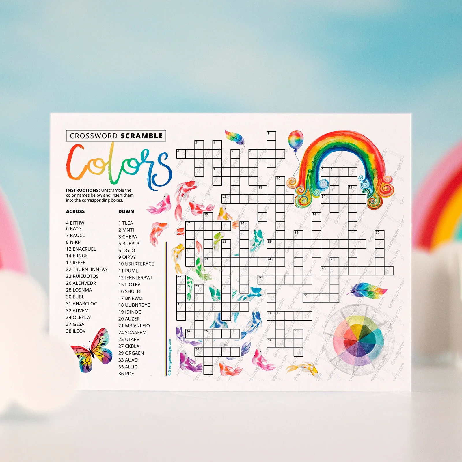 Colors Crossword Scramble Greengate Images