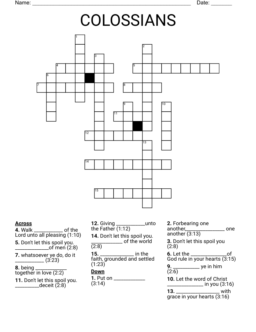 COLOSSIANS Crossword WordMint