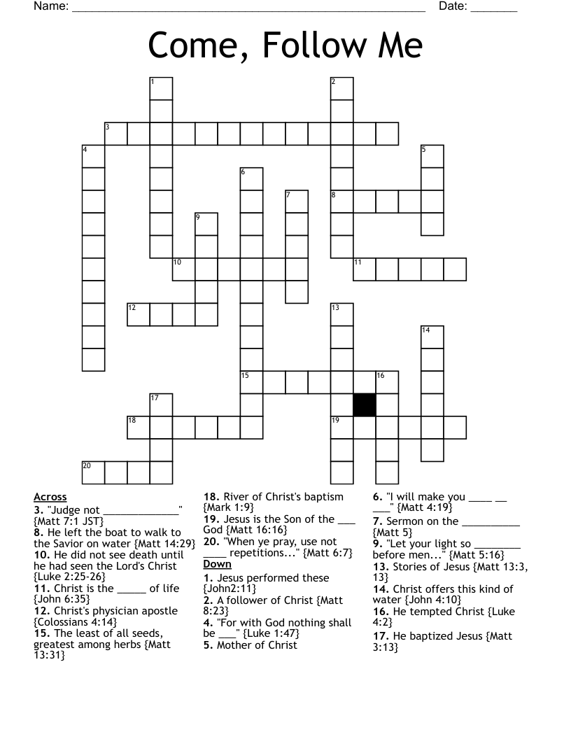 Come Follow Me Crossword WordMint