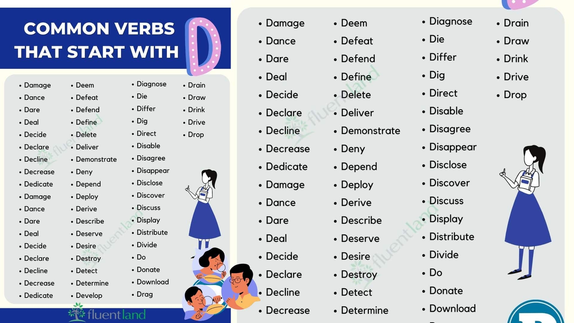 Common Verbs That Start With D Definition And Example Fluent Land