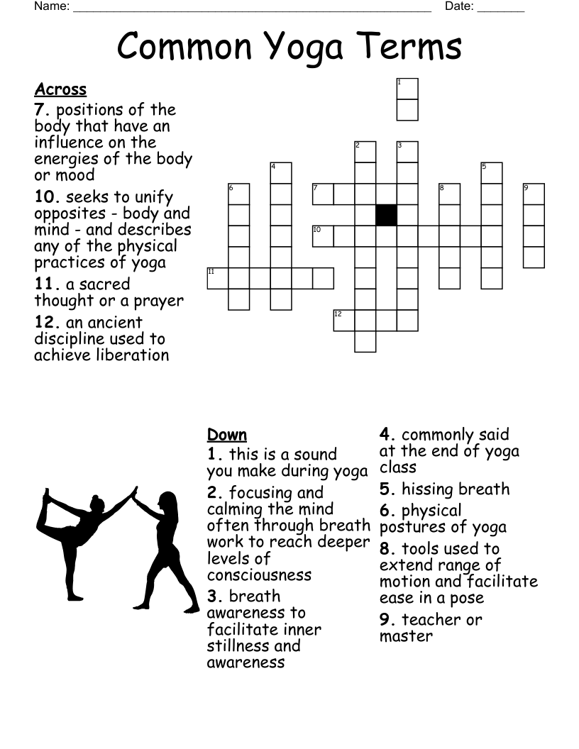 Common Yoga Terms Crossword WordMint