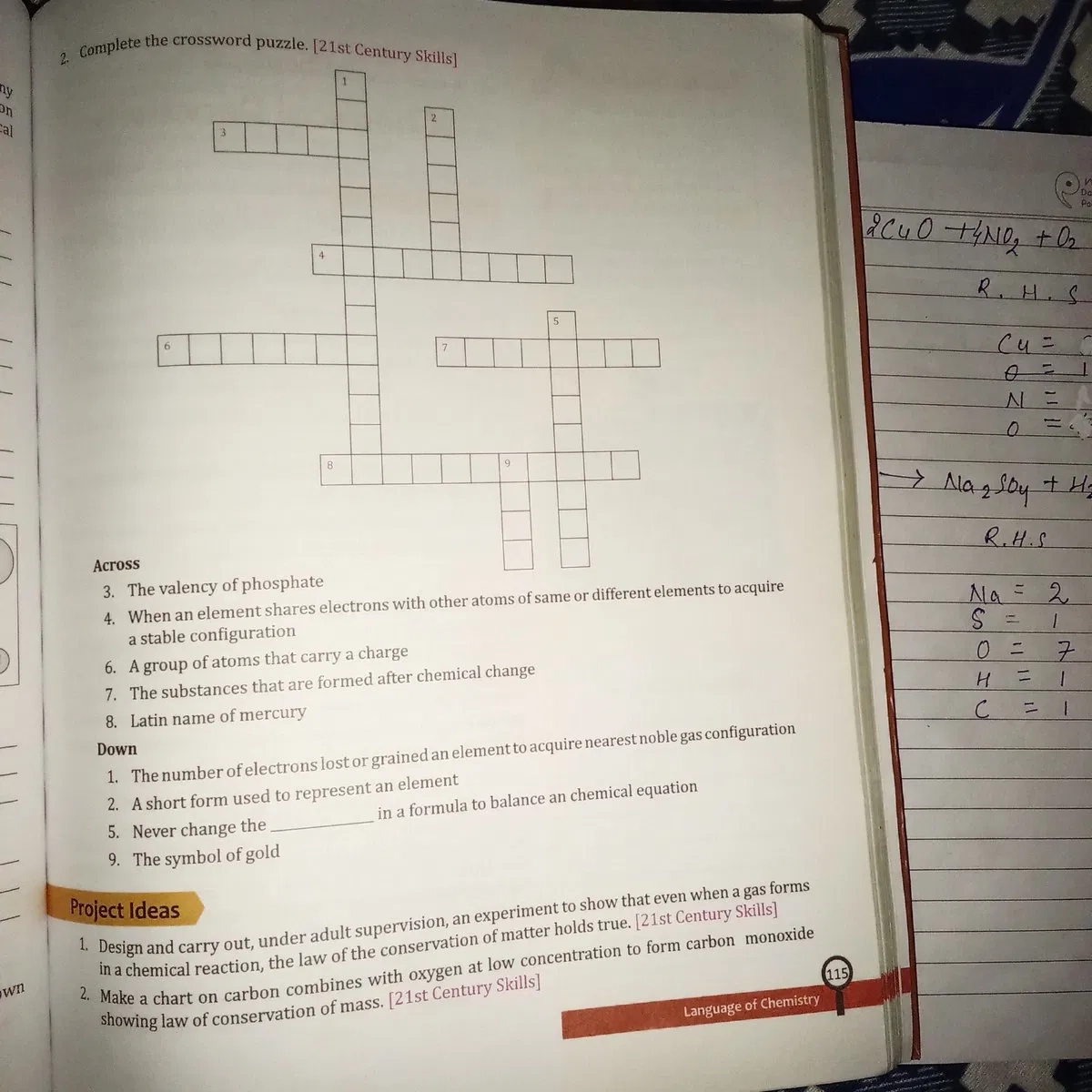 Complete The Crossword Puzzle Across The Valency Of Phosphate When An E 