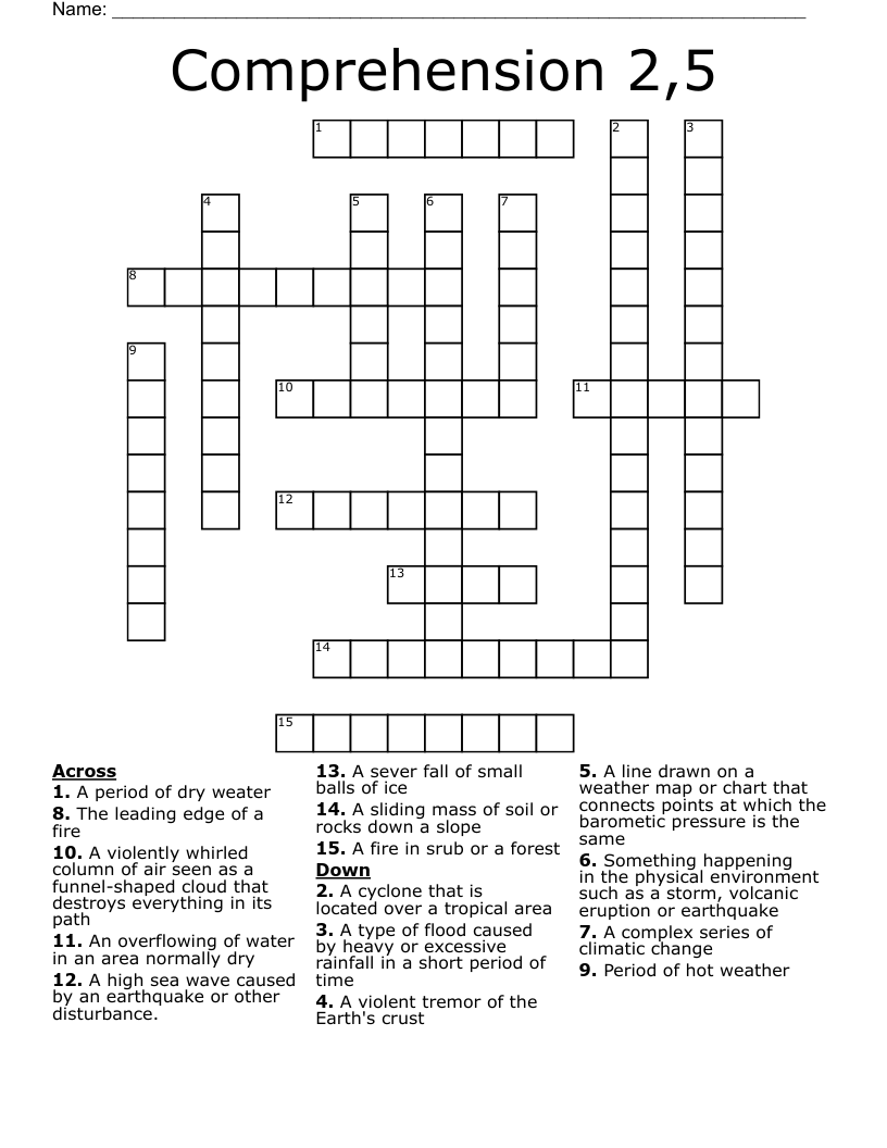 Comprehension 2 5 Crossword WordMint