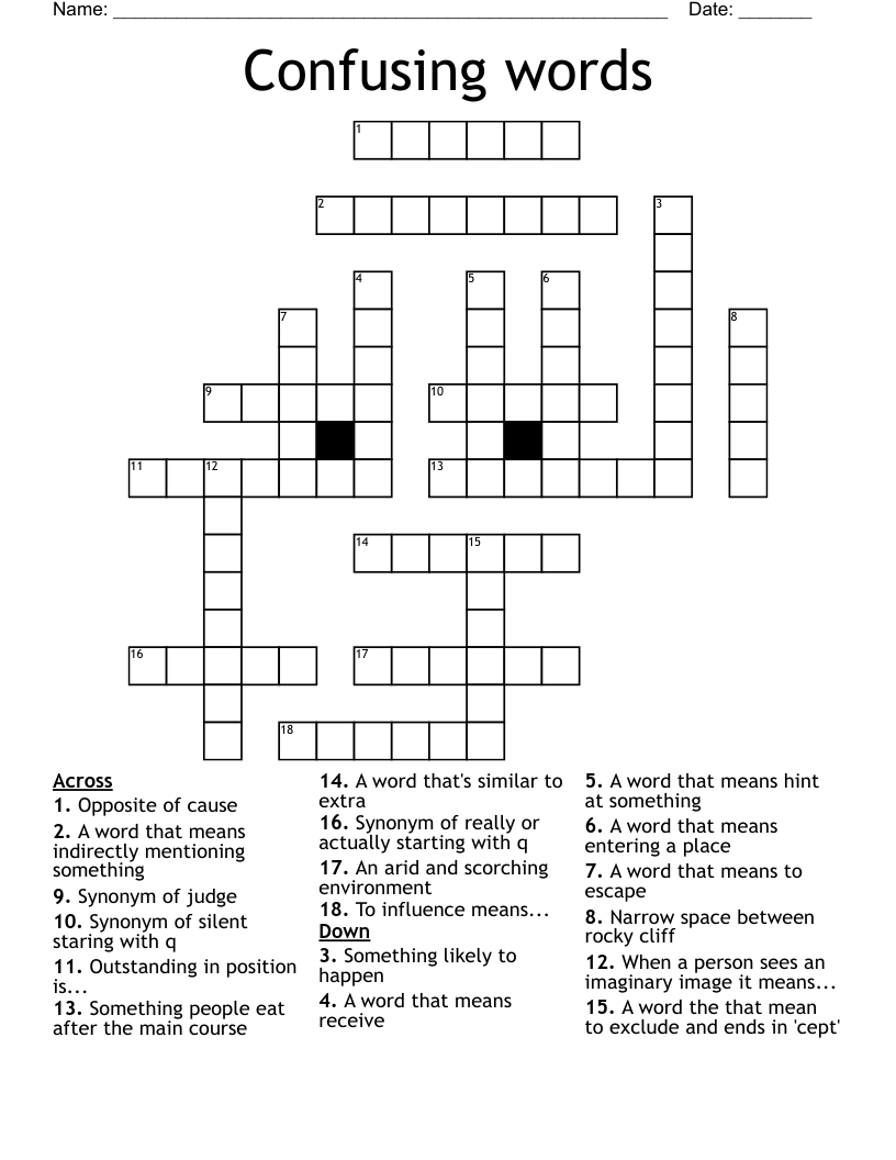 Confusing Words Crossword WordMint