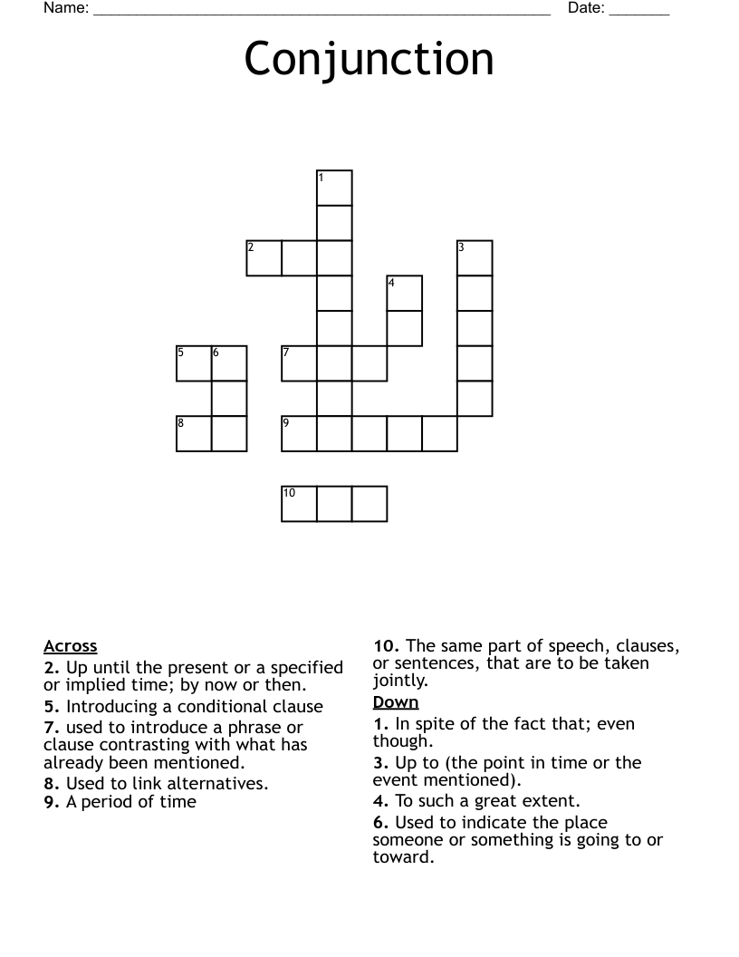 Conjunction Crossword WordMint