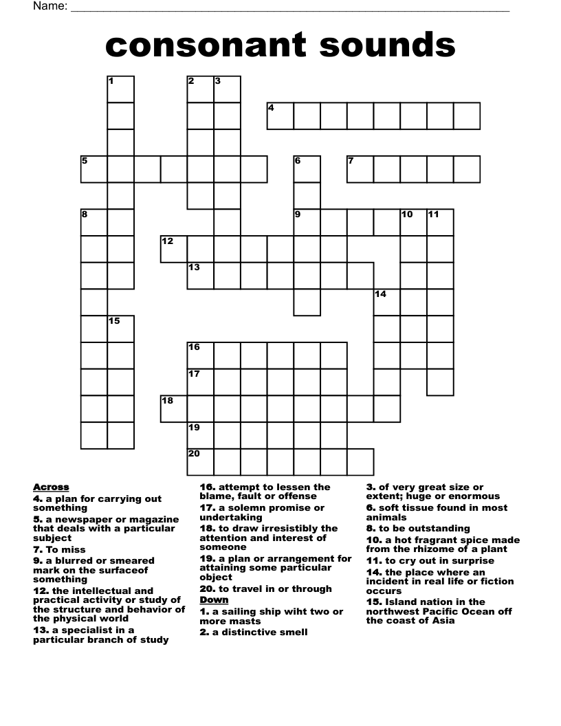 Consonant Sounds Crossword WordMint
