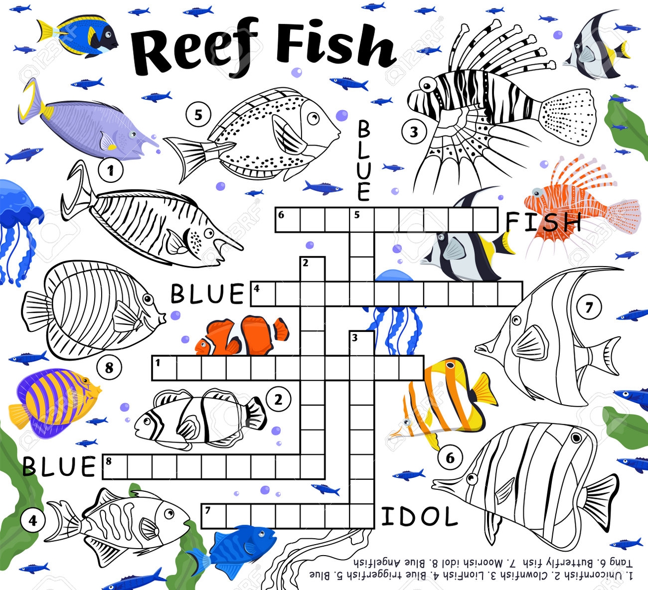 Coral Reef Fish Crossword Endangered Fish Species Royalty Free SVG Cliparts Vectors And Stock Illustration Image 165767954 