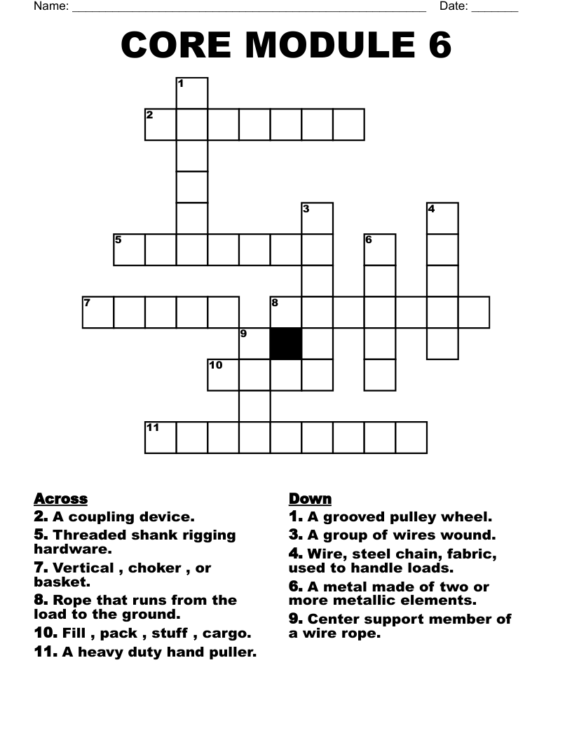 CORE MODULE 6 Crossword WordMint