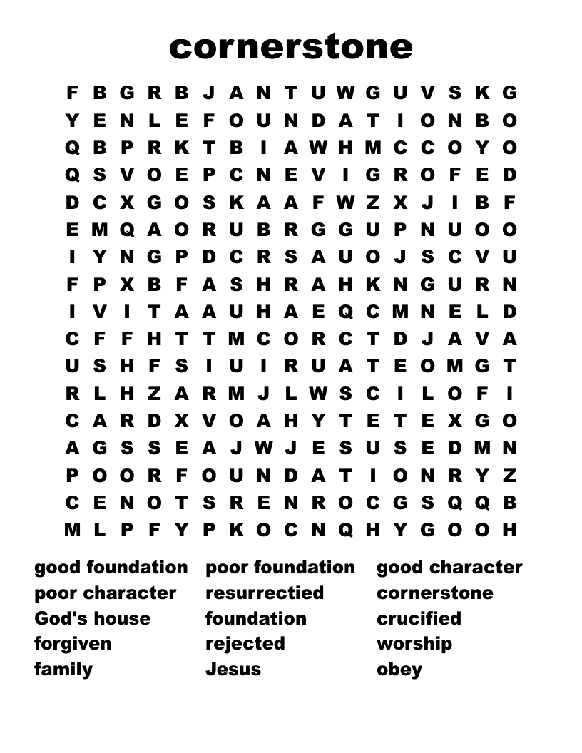 Cornerstone Word Search WordMint