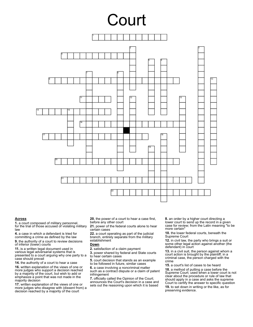 Court Crossword WordMint