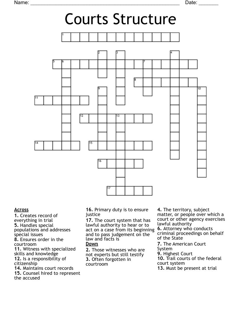 Courts Structure Crossword WordMint Courts Structure Crossword WordMint