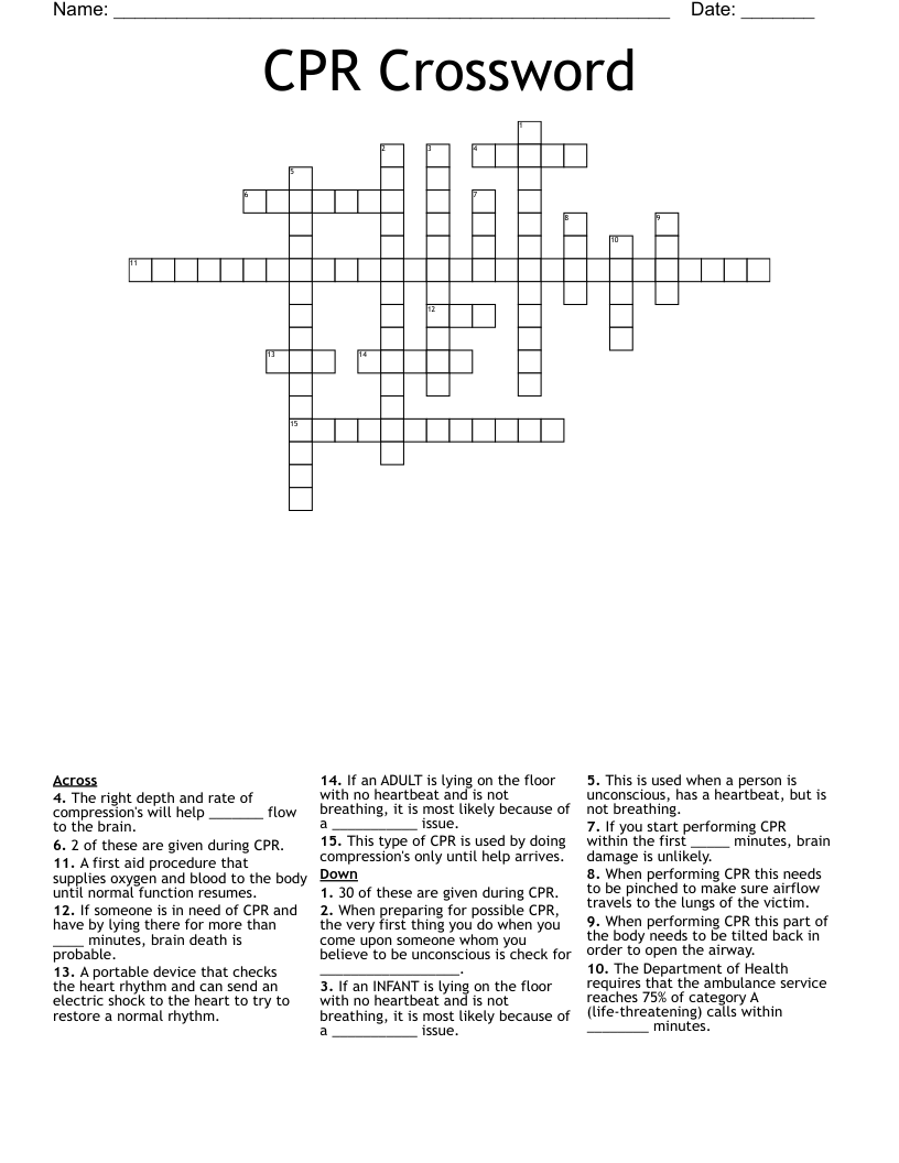CPR Crossword WordMint CPR Crossword WordMint