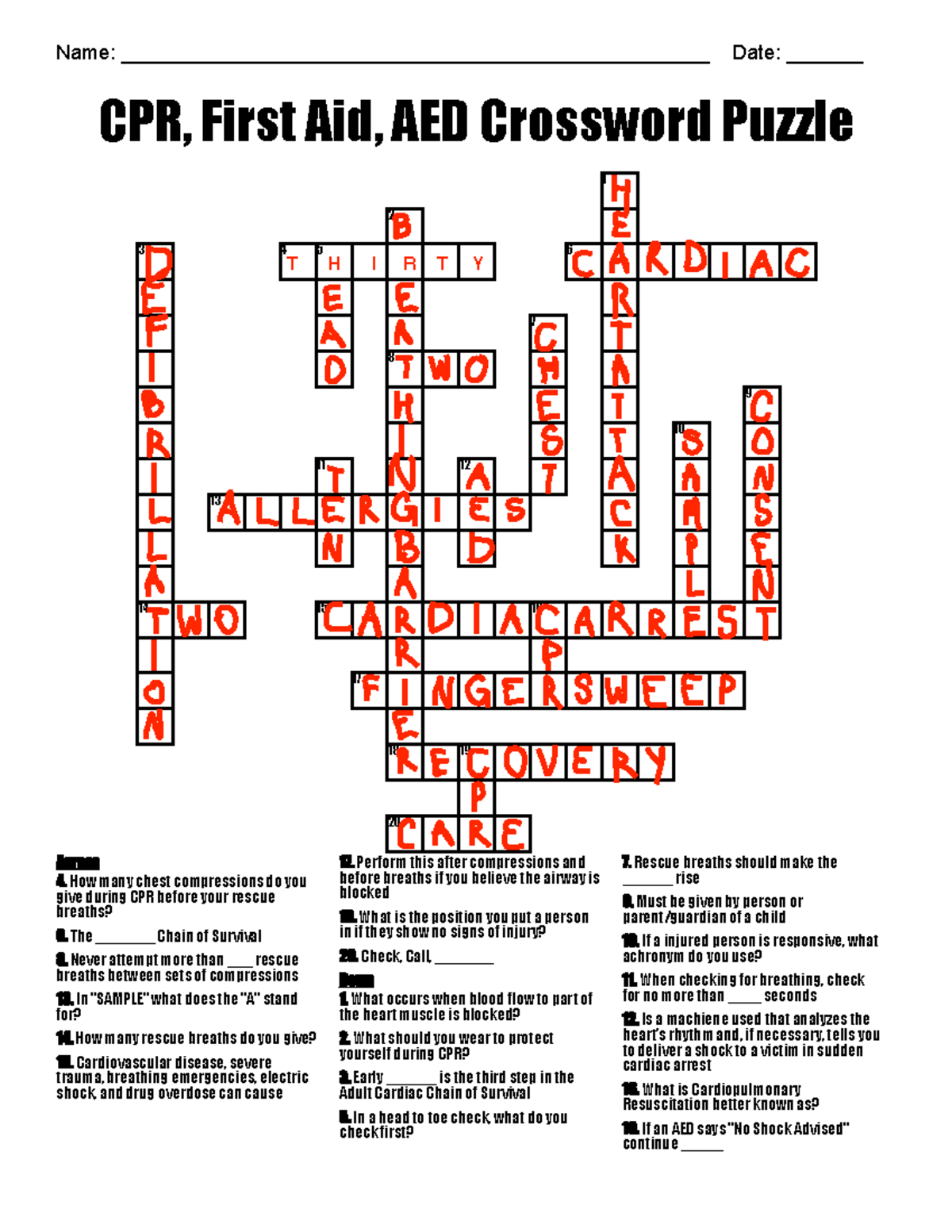 CPR First Aid AED Crossword Puzzle 8beb0 6162f8c4 Studocu CPR First Aid AED Crossword Puzzle 8beb0 6162f8c4 Studocu