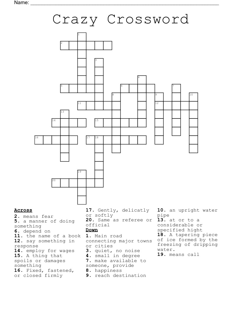 Crazy Crossword WordMint Crazy Crossword WordMint