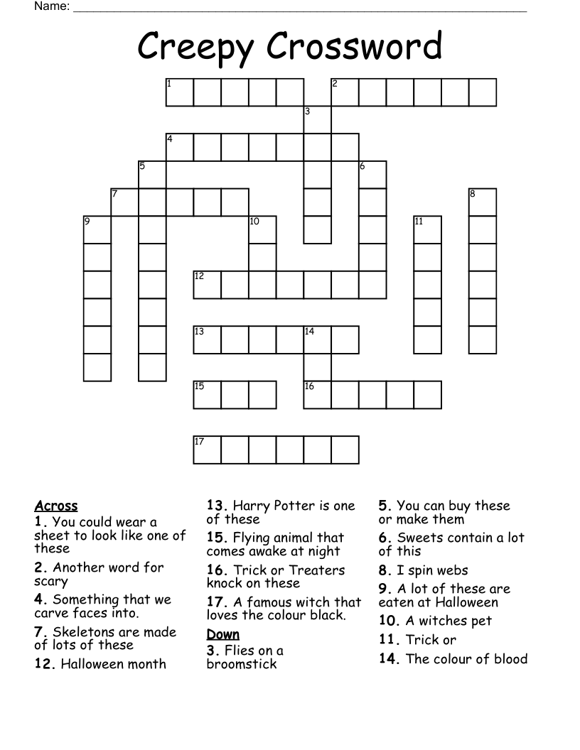Creepy Crossword WordMint