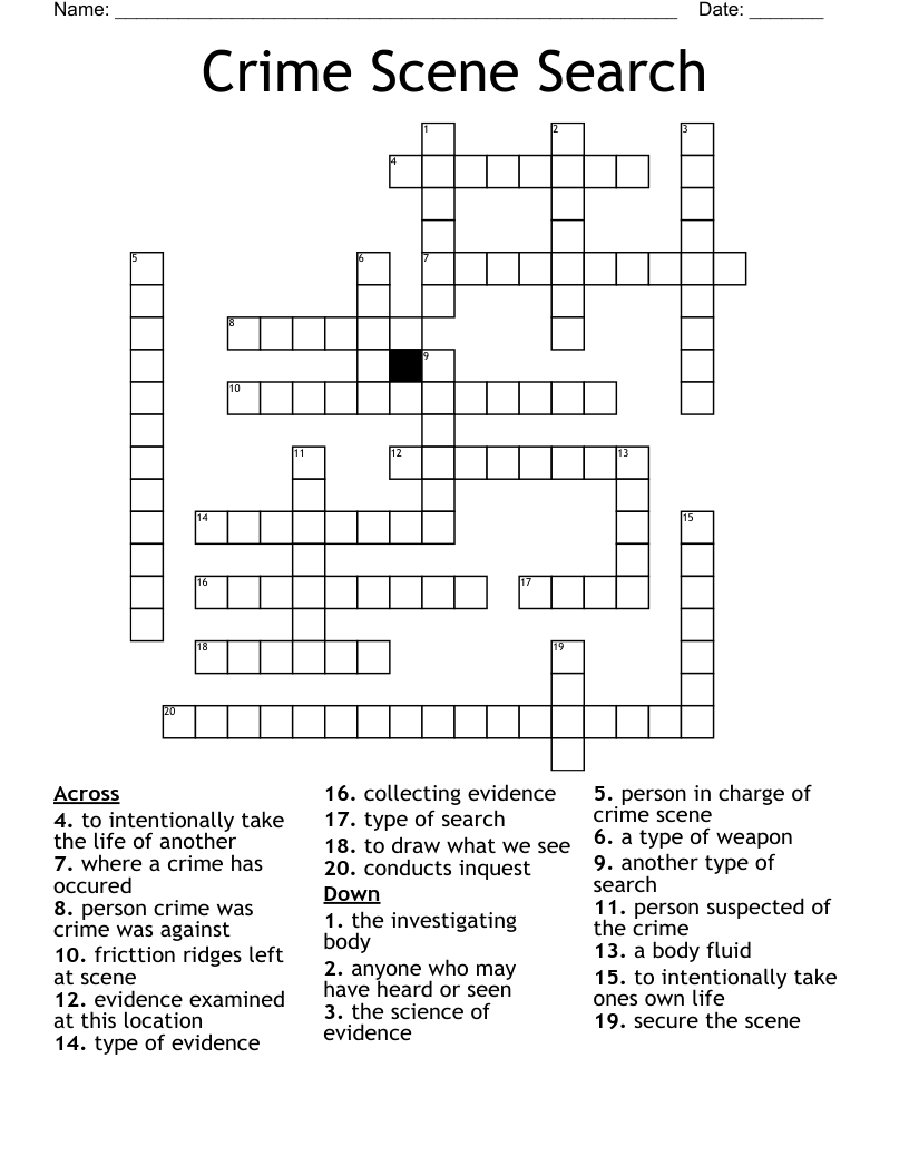Crime Scene Search Crossword WordMint
