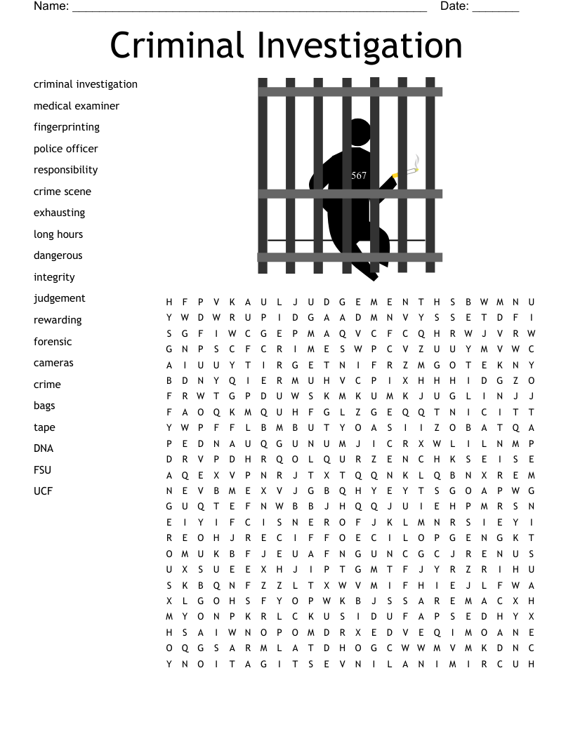 Criminal Investigations Chapter One Crossword WordMint