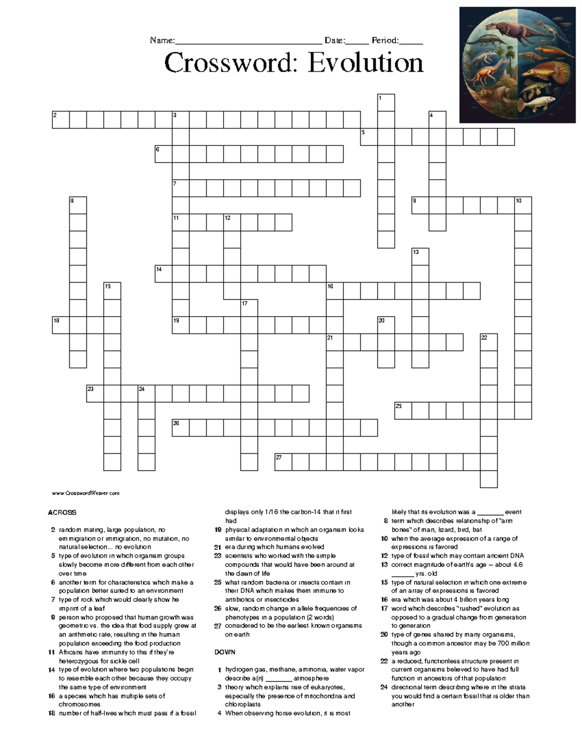 Crossword Evolution Concepts And Key Terms 638760 Studocu