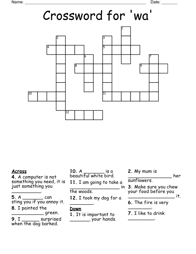 Crossword For wa WordMint