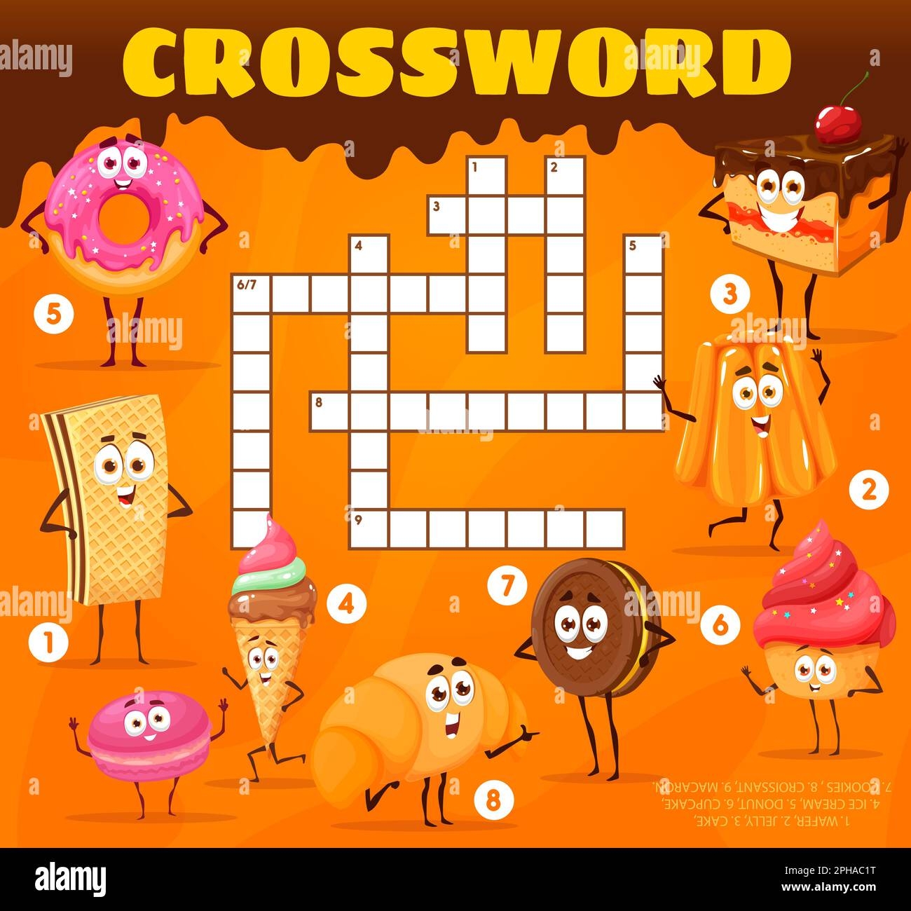 Crossword Grid Cartoon Bakery Sweets And Desserts Characters Vector Quiz Game Crossword Worksheet To Guess Word Of Cheesecake Or Tiramisu Cake Muf Stock Vector Image Art Alamy