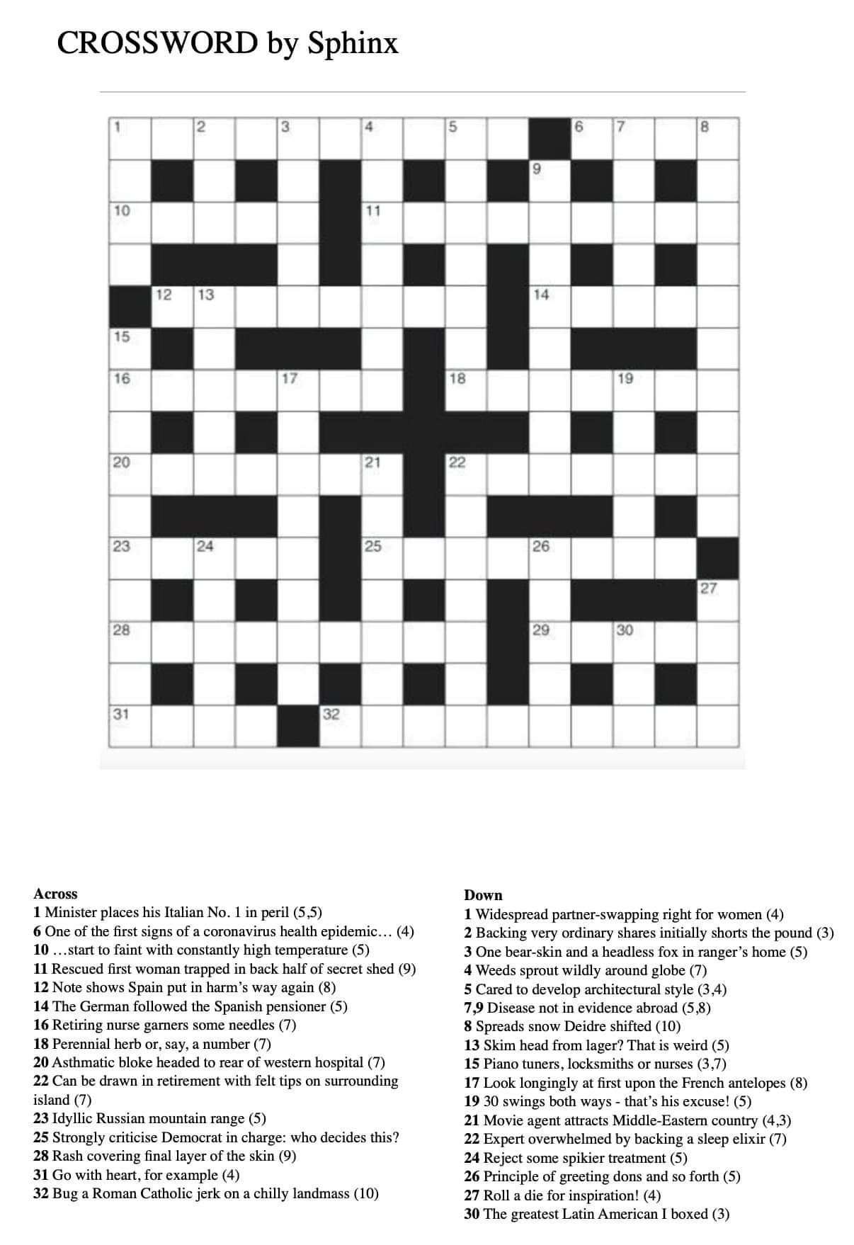 Crossword Put Up By Steve Pemberton On Twitter Earlier R insideno9