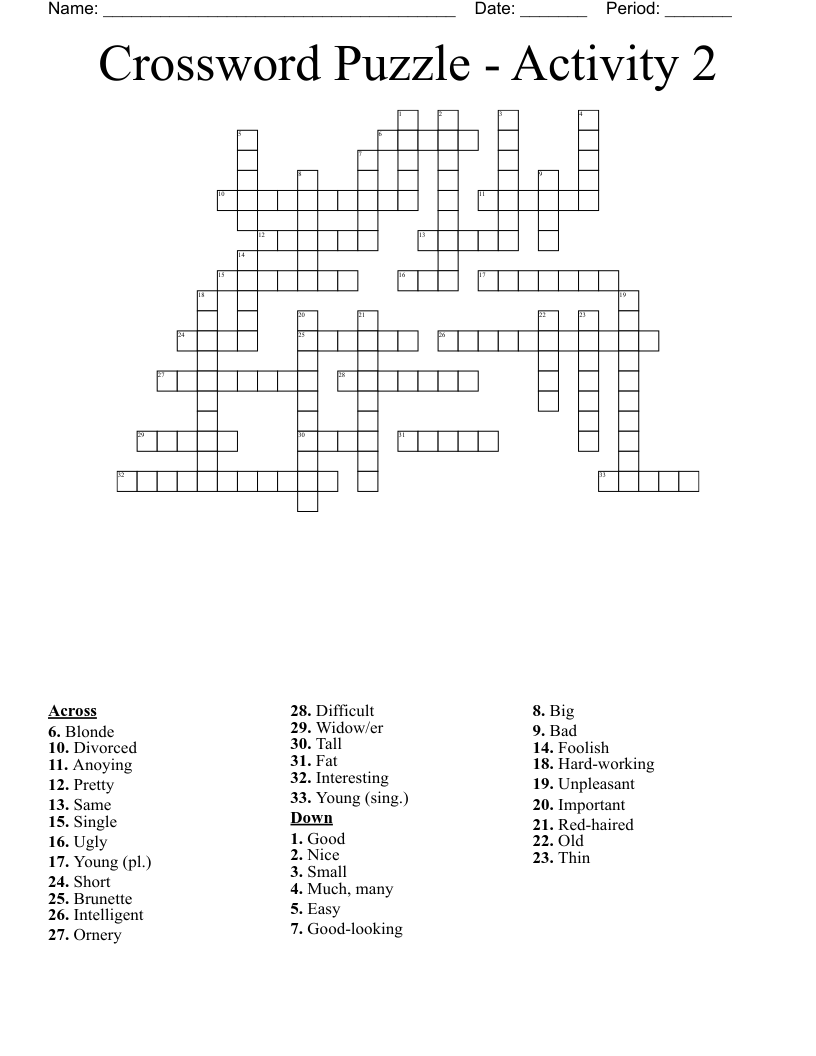 Crossword Puzzle Activity 2 WordMint