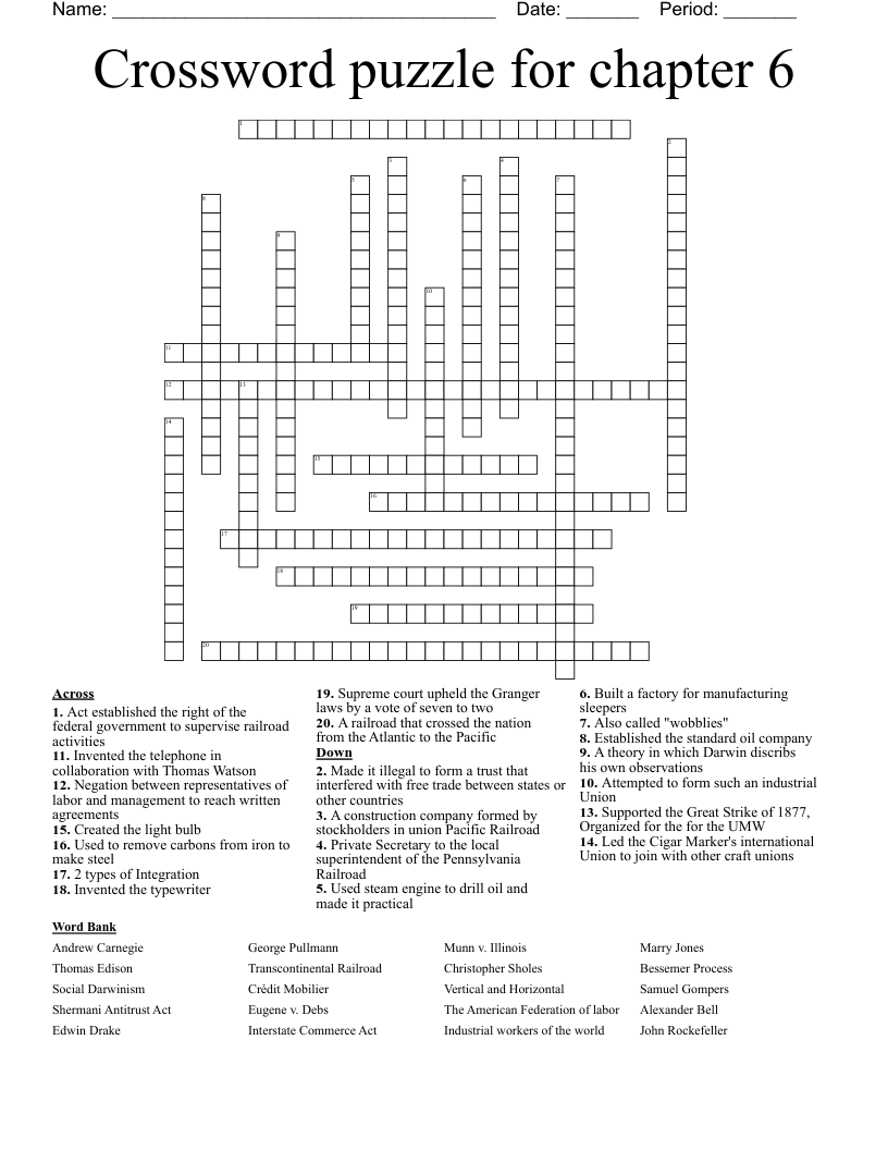 forming a union crossword