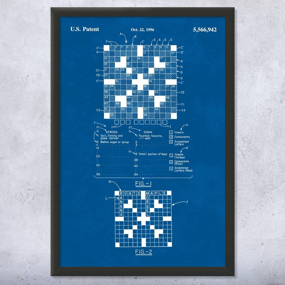 Crossword Puzzle Patent Art Print Crossword Design Gameroom Decor Etsy
