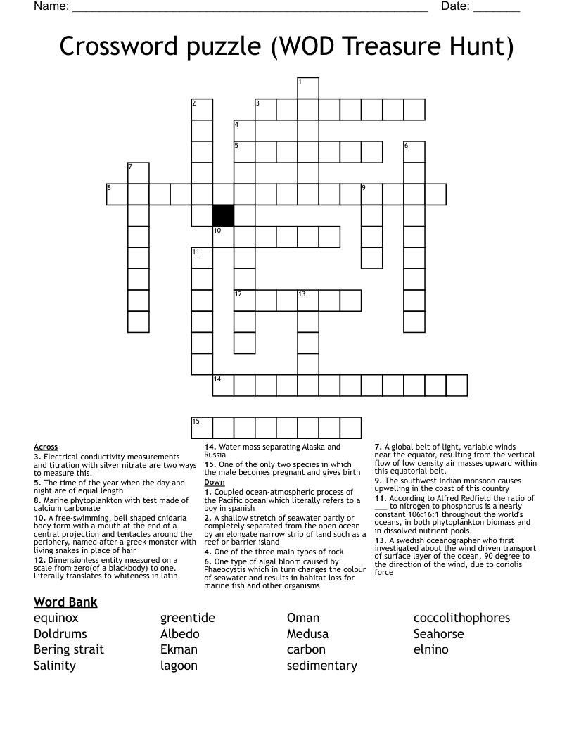 Crossword Puzzle WOD Treasure Hunt WordMint