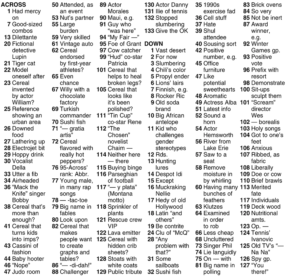 Crossword Reformulated Cereal 7 22 2020 Seven Days Crossword Reformulated Cereal 7 22 2020 Seven Days