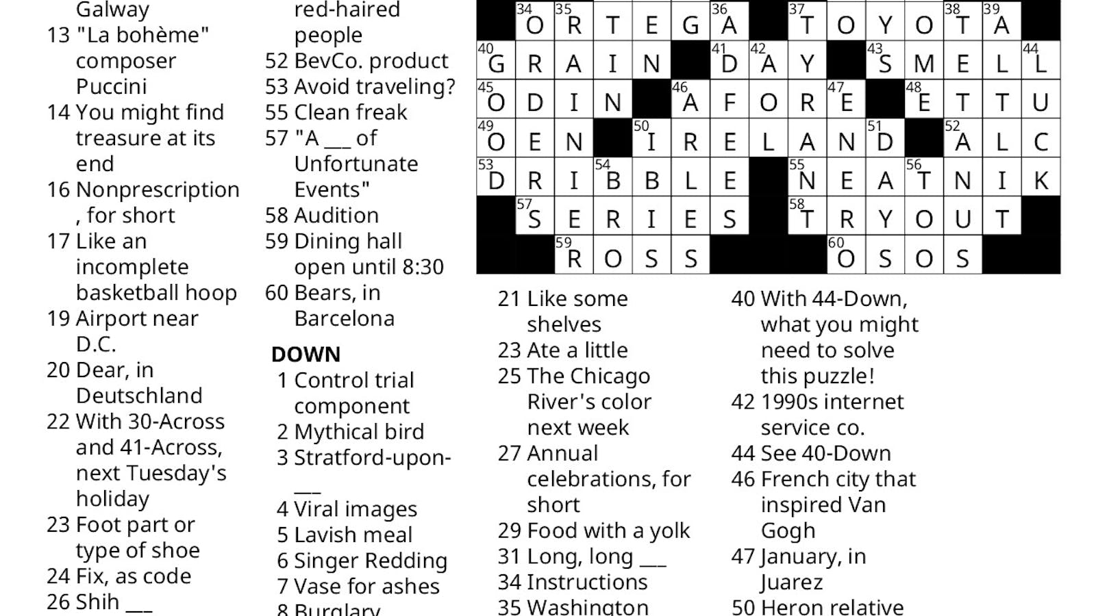 Crossword Solutions 03 12 2026 Shamrock n Roll The Middlebury Campus