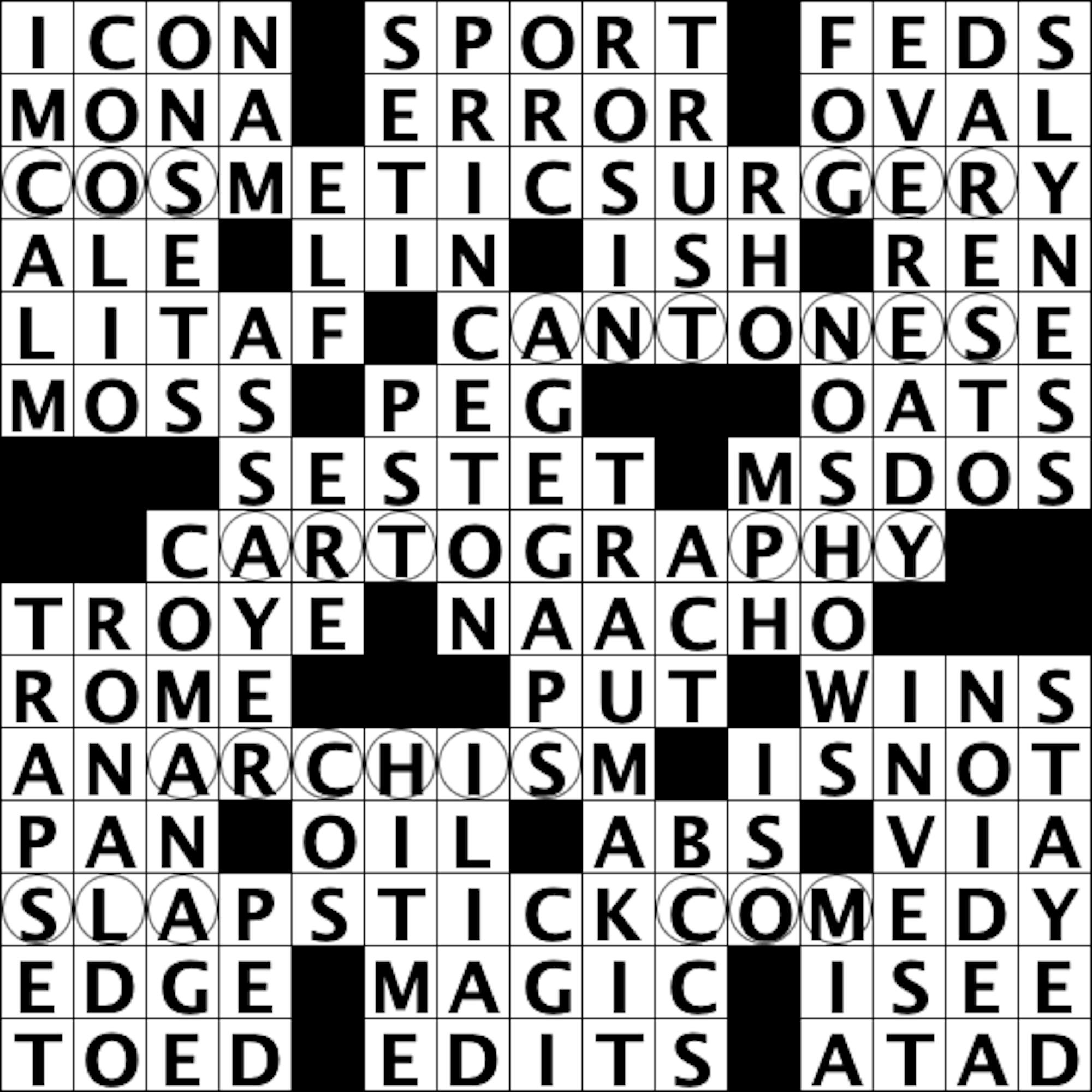 Crossword Solutions October 25 The Princetonian