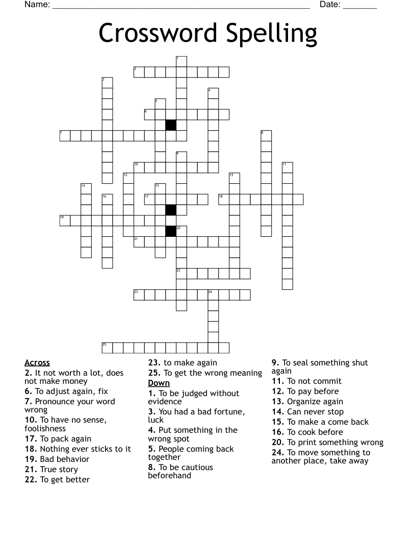 Crossword Spelling WordMint Crossword Spelling WordMint
