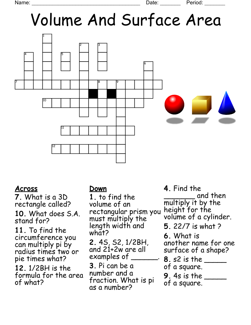 Crossword Using Area Perimeter WordMint Crossword Using Area Perimeter WordMint