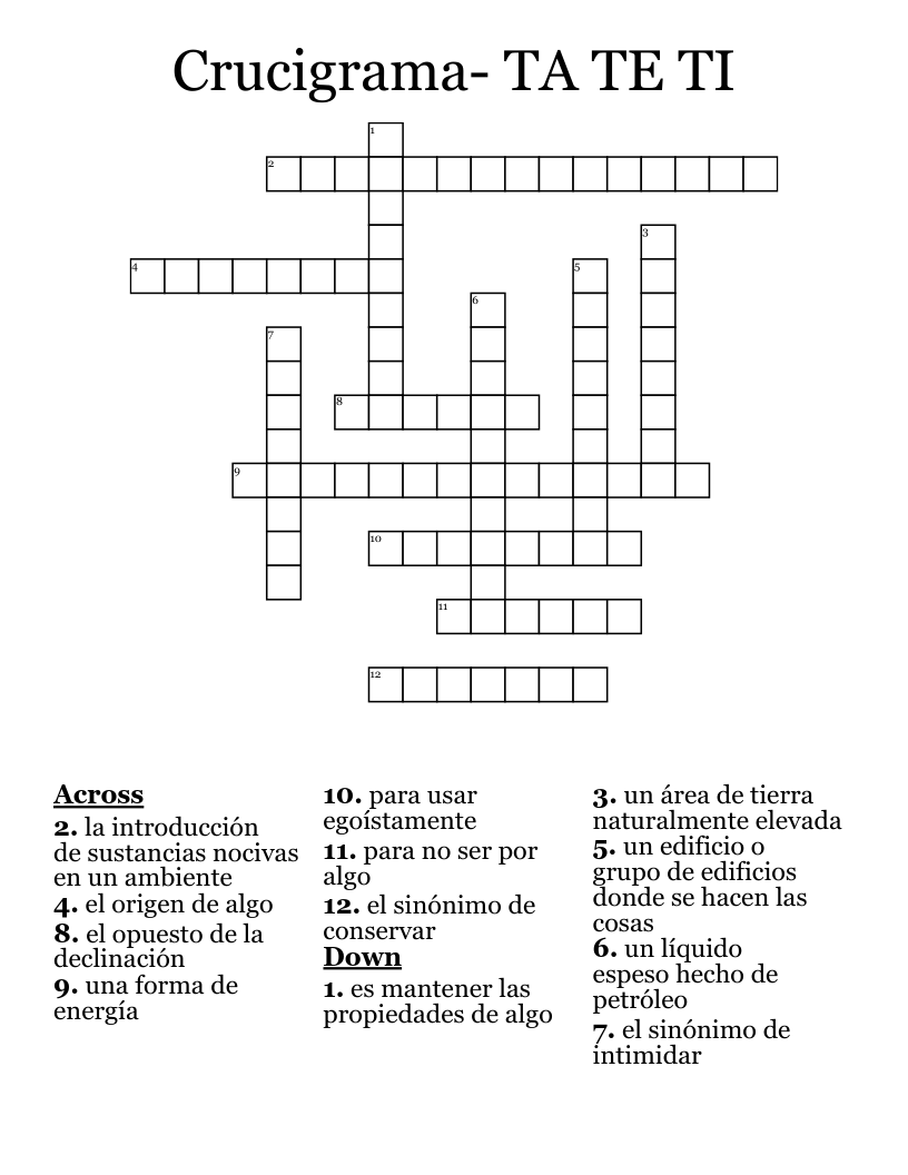 Crucigrama TA TE TI Crossword WordMint