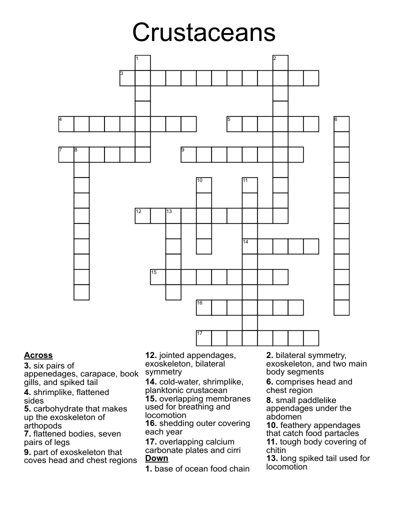 Crustaceans Crossword WordMint