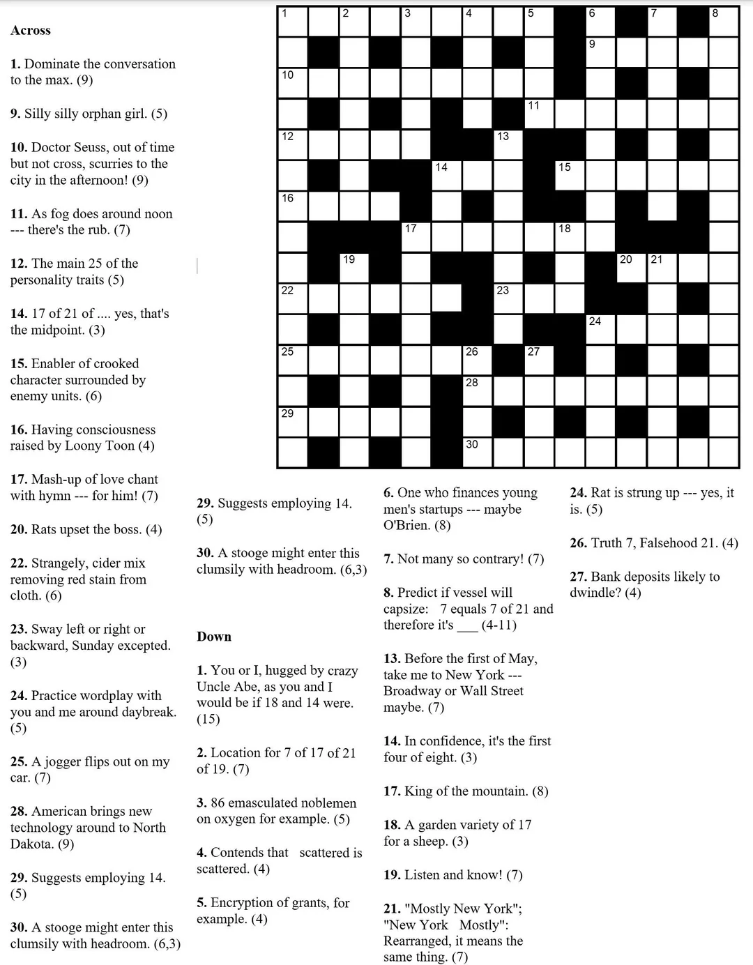 Cryptic R crosswords
