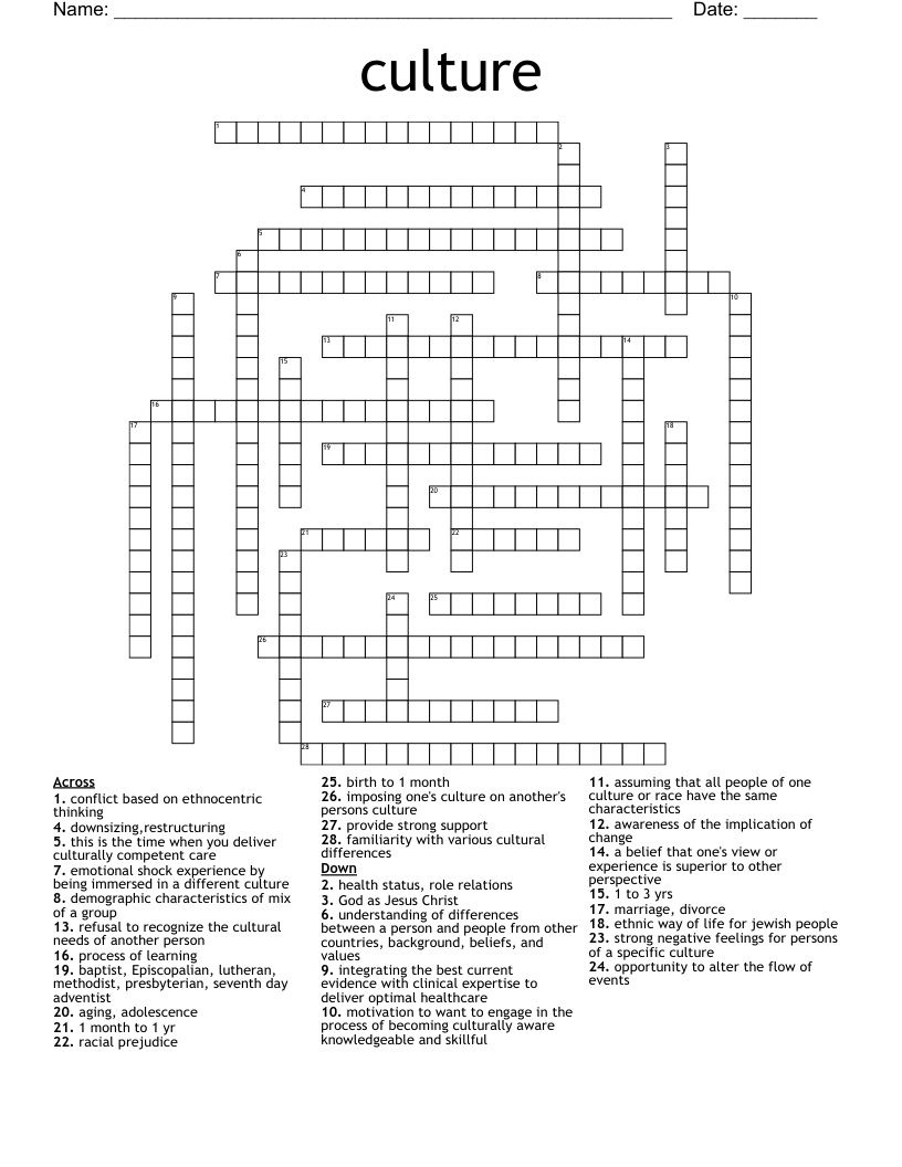 Culture Crossword WordMint