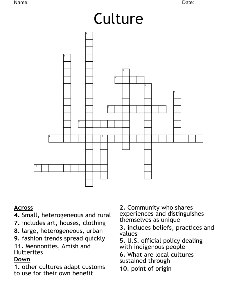 Culture Crossword WordMint