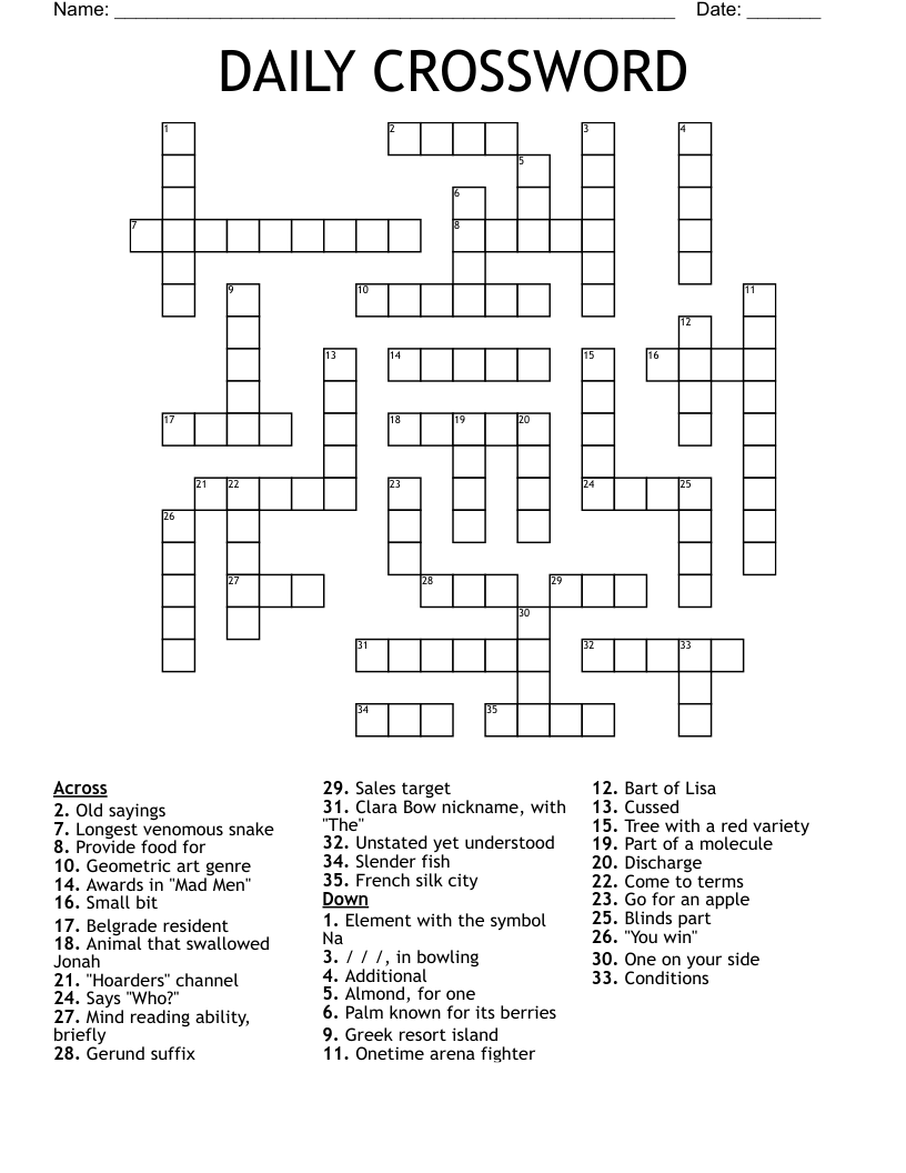DAILY CROSSWORD WordMint