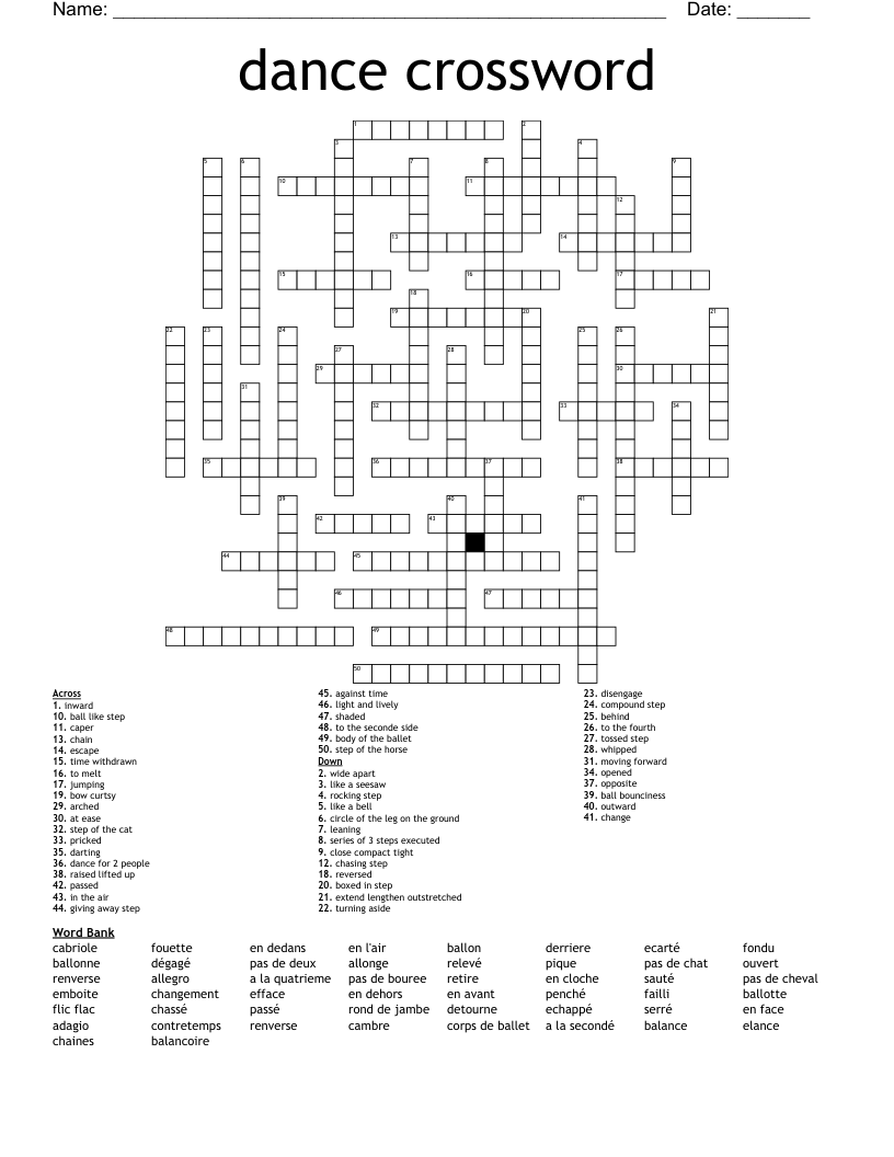 Dance Crossword WordMint