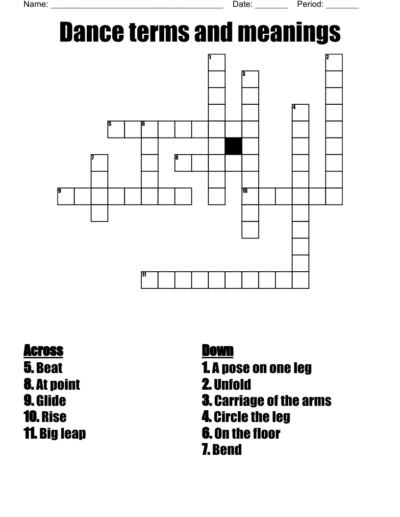 Dance Terms And Meanings Crossword WordMint