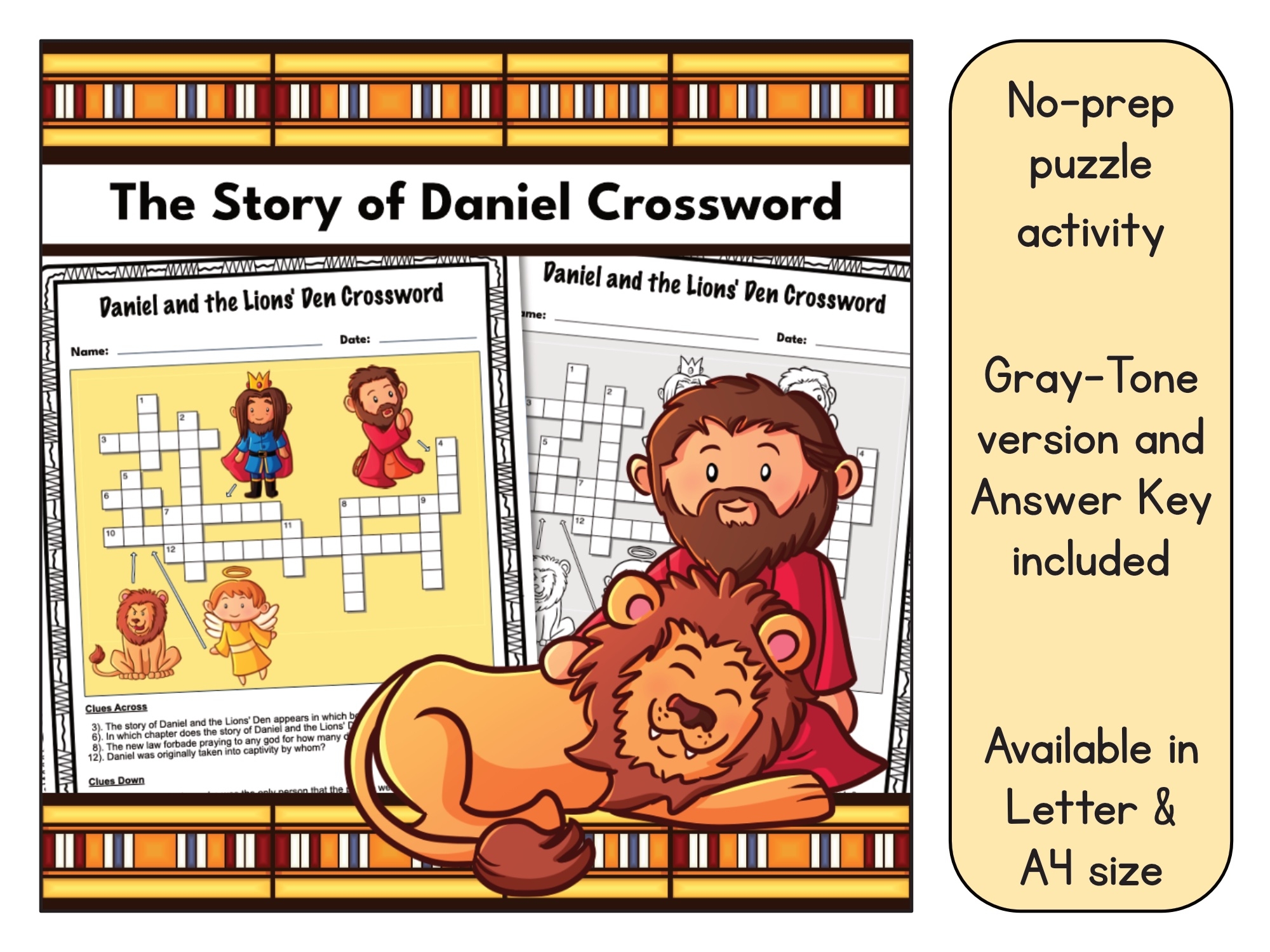 Daniel And The Lions Den Crossword Puzzle Printable Made By Teachers Daniel And The Lions Den Crossword Puzzle Printable Made By Teachers