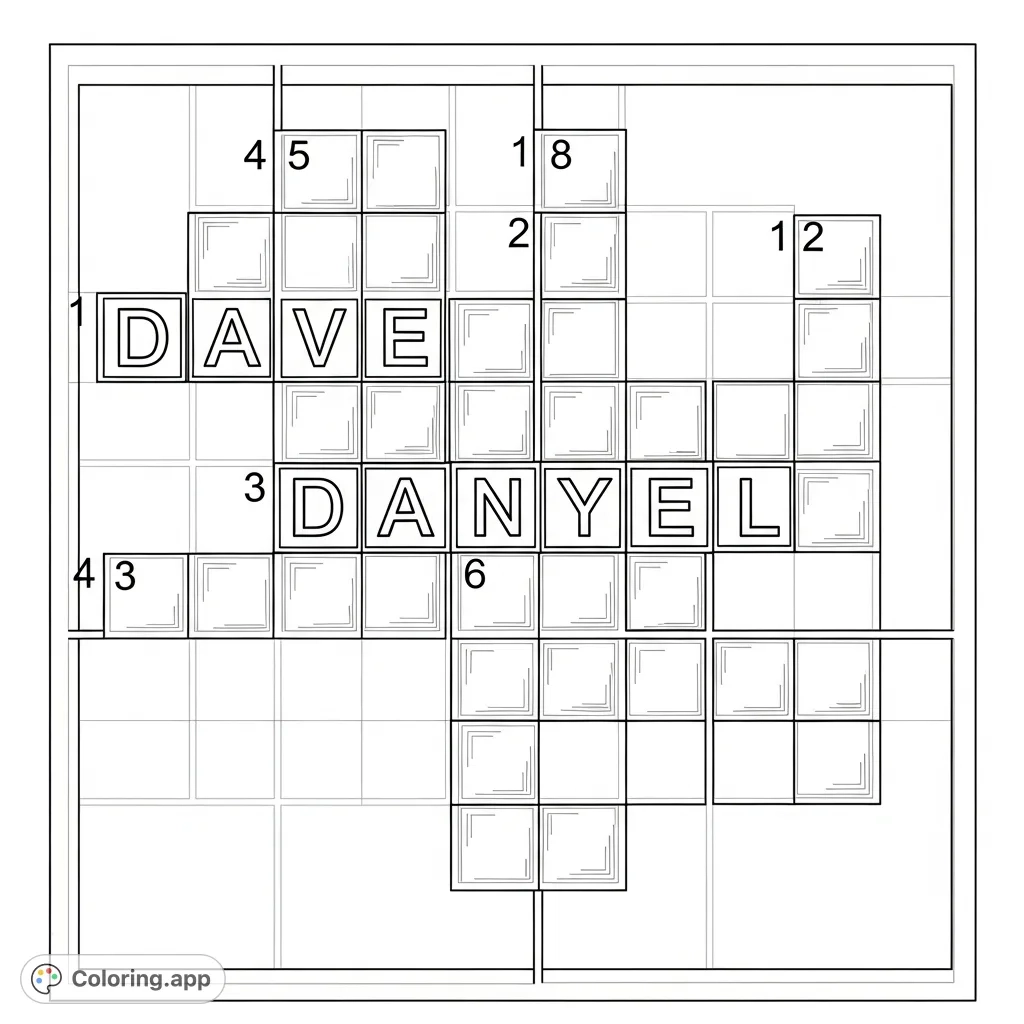 Dave And Danyel Crossword Grid Coloring app