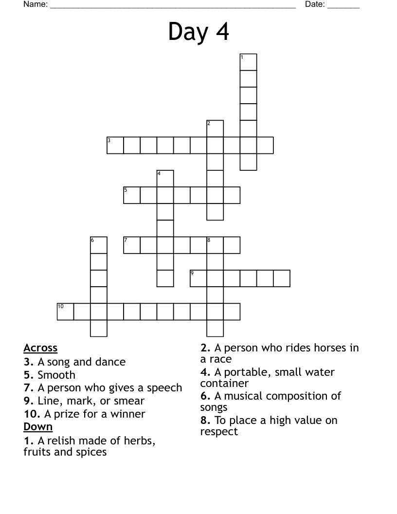Day 4 Crossword WordMint