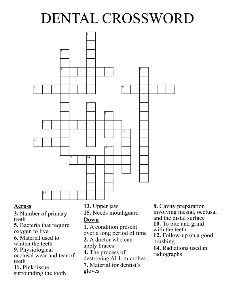 DENTAL CROSSWORD WordMint